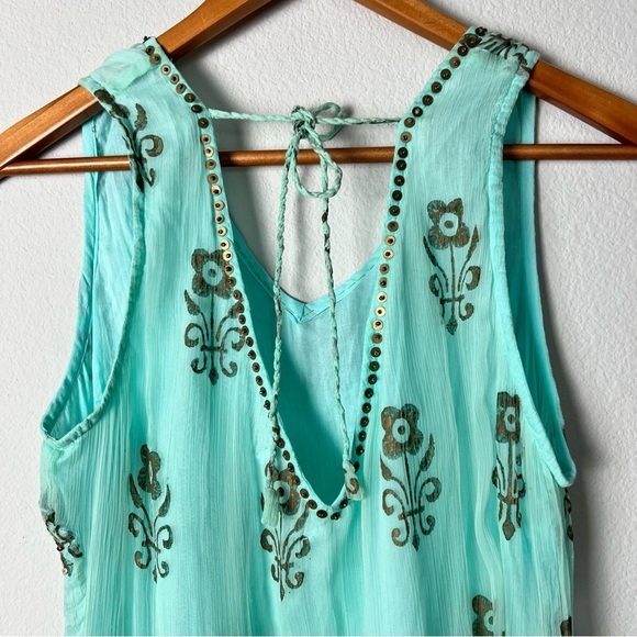 Beachy Printed Mini Dress with‎ Bead and Sequin Detail Resortwear Size Large - Picture 5 of 10